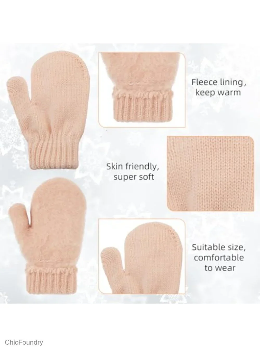 Newborn Baby Knit Winter Hat and Mitten Set with Pompom